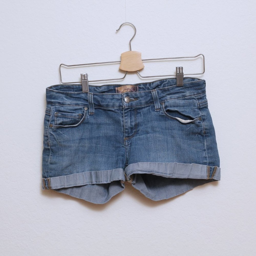 Paige Mid‎ Rise Rolled Up Denim Shorts